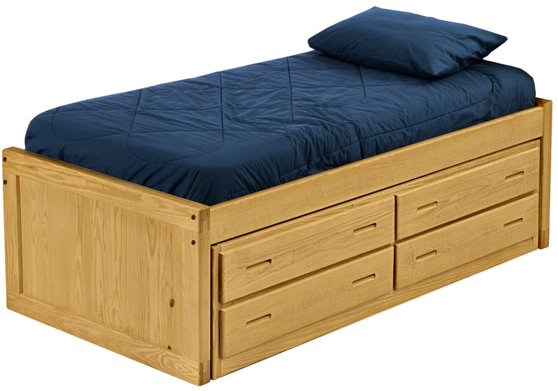 Captain's Bed, 4 Drawer Unit, Queen, 26" Headboard and Footboard, By Crate Designs. 4510.