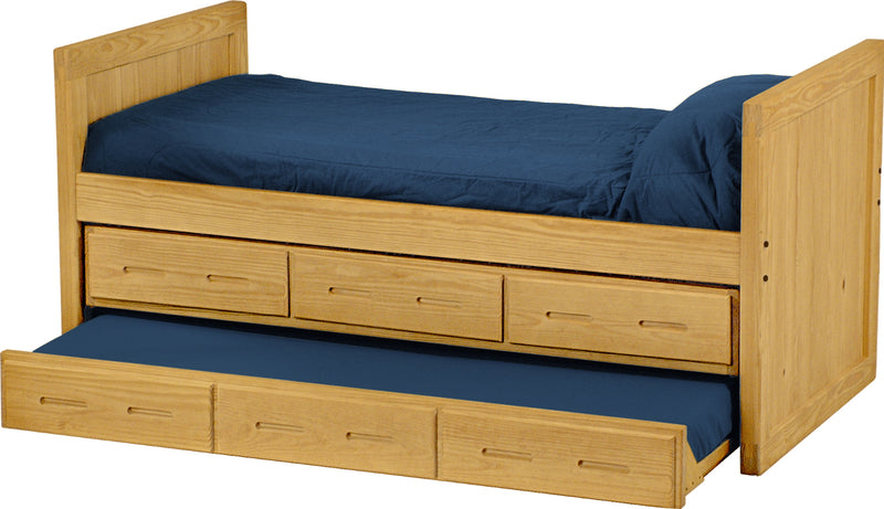 Captain's Day Bed with Drawers and Trundle, Twin, 39" Headboard and Footboard, By Crate Designs. 4012