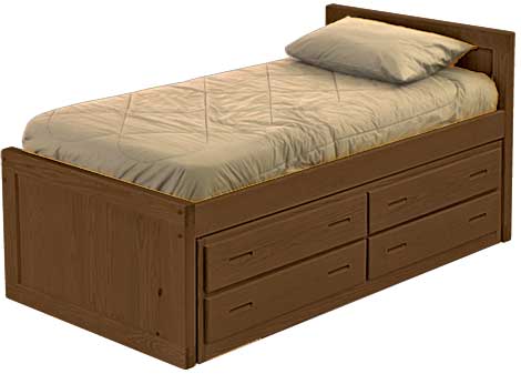 Captain's Bed with 4 Drawer Unit, King, 39" Headboard and 26" Footboard By Crate Designs. 4611