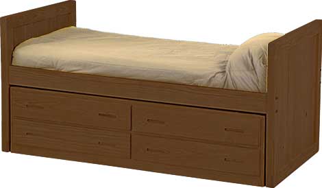 Captain's Day Bed with 4 Drawer Unit, Twin, 39" Headboard and Footboard By Crate Designs. 4012