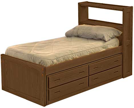 Captain's Bookcase Bed with Drawer, Twin, By Crate Designs. 4355