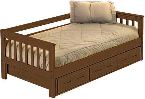 Mission Day Bed with Drawers, Twin, 29" High, By Crate Designs. 4717