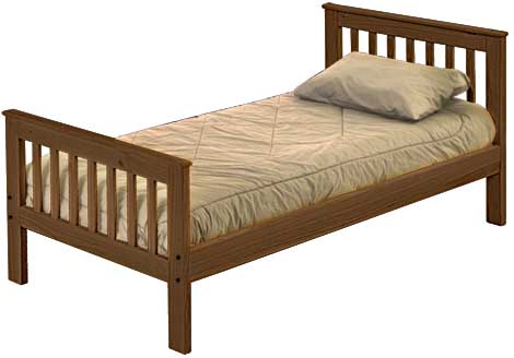 Mission Bed, Twin, 36" Headboard and 29" Footboard, By Crate Designs. 4769