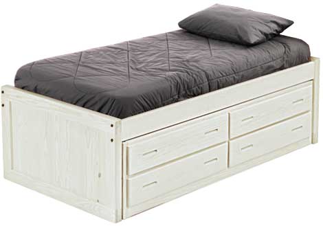 Captain's Bed, 4 Drawer Unit, Queen, 26" Headboard and Footboard, By Crate Designs. 4510.