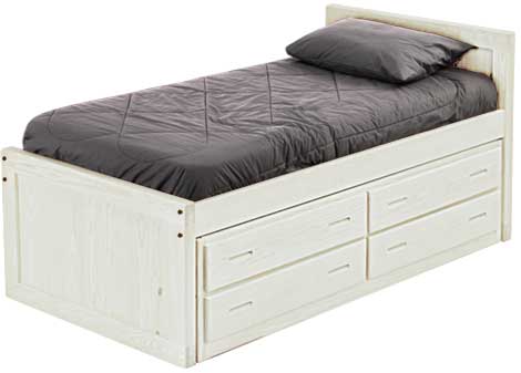 Captain's Bed with 4 Drawer Unit, King, 39" Headboard and 26" Footboard By Crate Designs. 4611