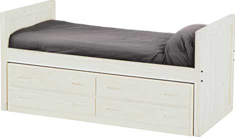 Captain's Day Bed with 4 Drawer Unit, Twin, 39" Headboard and Footboard By Crate Designs. 4012