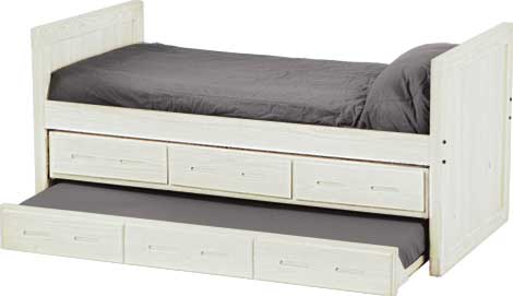 Captain's Day Bed with Drawers and Trundle, Twin, 39" Headboard and Footboard, By Crate Designs. 4012