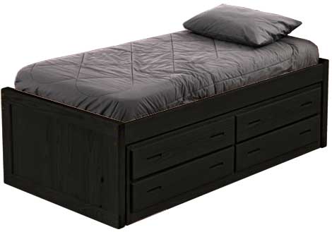 Captain's Bed, 4 Drawer Unit, Queen, 26" Headboard and Footboard, By Crate Designs. 4510.