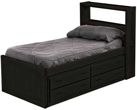 Captain's Bookcase Bed with Drawer, Twin, By Crate Designs. 4355