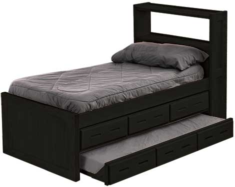 Captain's Bookcase Bed with Drawers and Trundle Bed, Twin, By Crate Designs. 4355