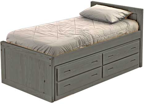 Captain's Bed with 4 Drawer Unit, King, 39" Headboard and 26" Footboard By Crate Designs. 4611