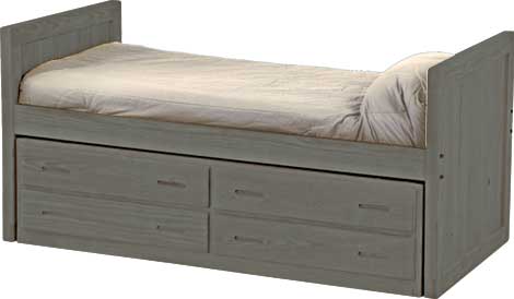 Captain's Day Bed with 4 Drawer Unit, Twin, 39" Headboard and Footboard By Crate Designs. 4012