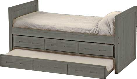 Captain's Day Bed with Drawers and Trundle, Twin, 39" Headboard and Footboard, By Crate Designs. 4012