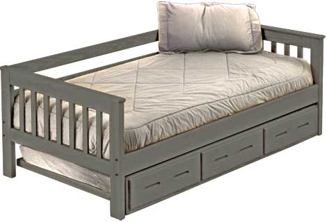 Mission Day Bed with Drawers, Twin, 29" High, By Crate Designs. 4717