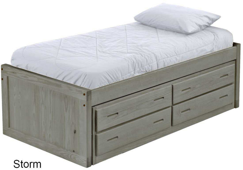 Captain's Bed, 4 Drawer Unit, Queen, 26" Headboard and Footboard, By Crate Designs. 4510.