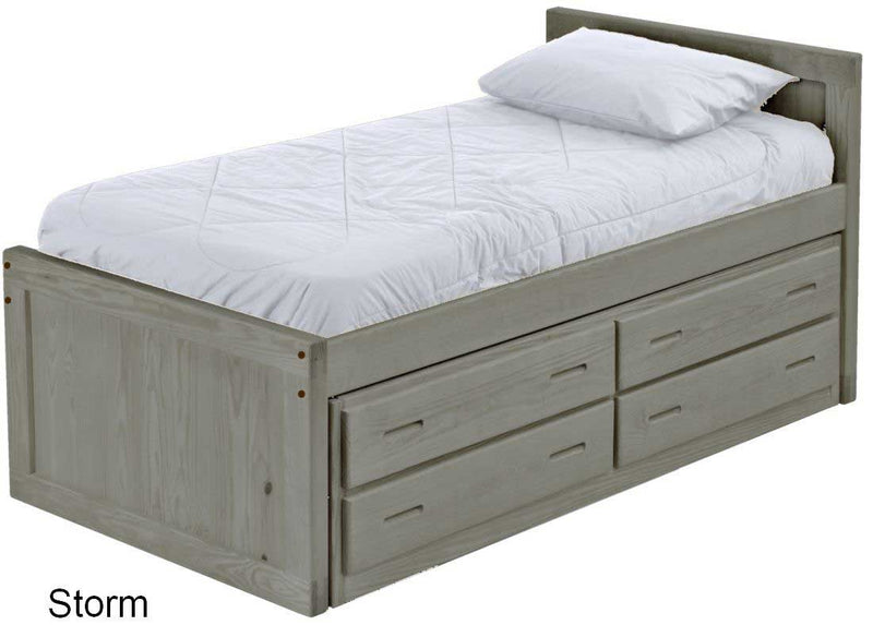 Captain's Bed with 4 Drawer Unit, Twin, 39" Headboard and 26" Footboard, By Crate Design. 4011