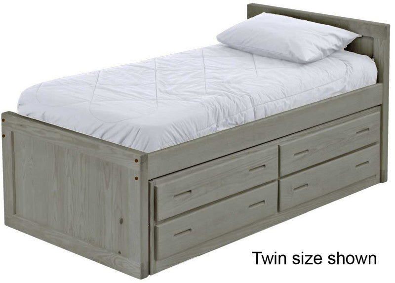 Captain's Bed with 4 Drawer Unit, Queen, 39" Headboard and 26" Footboard By Crate Designs. 4511