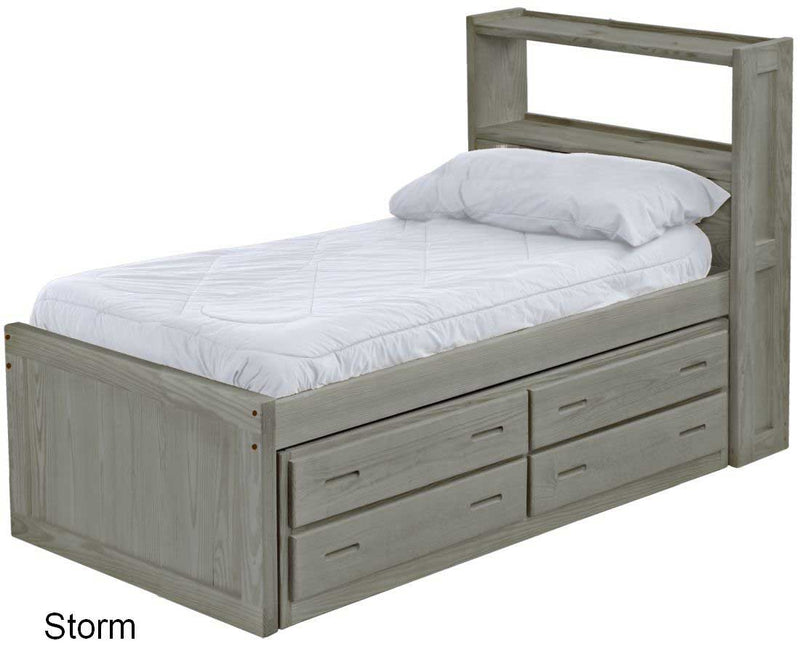 Captain's Bookcase Bed with Drawer, Twin, By Crate Designs. 4355